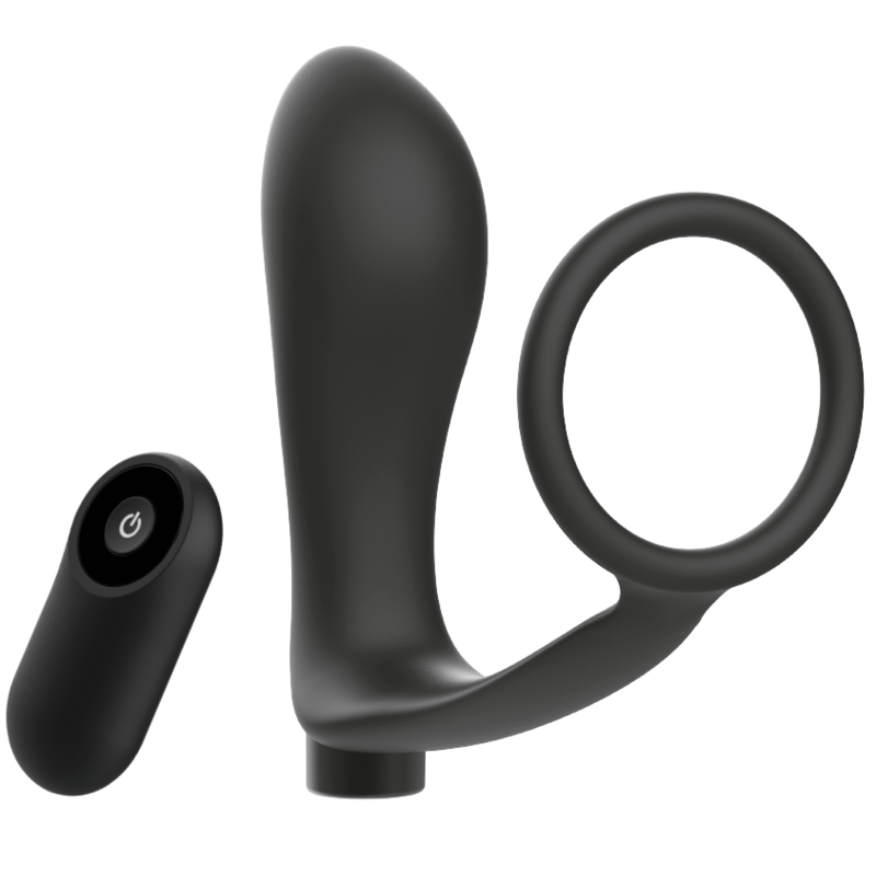 Plug Anale Vibrante con Anello Fallico Black Addicted