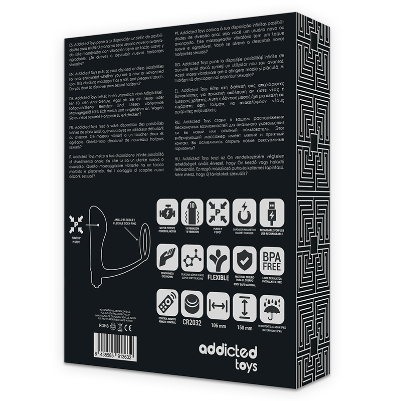 Plug Anale Vibrante con Anello Fallico Black Addicted