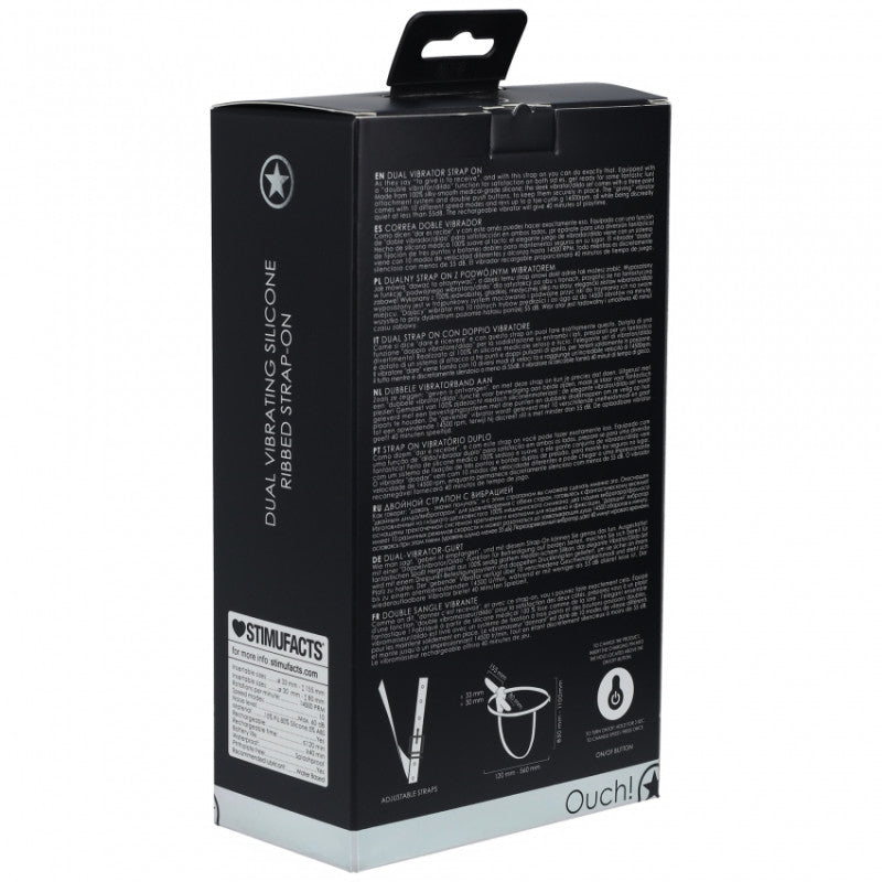 Vibratore Strap On Doppio Ribbed Ouch