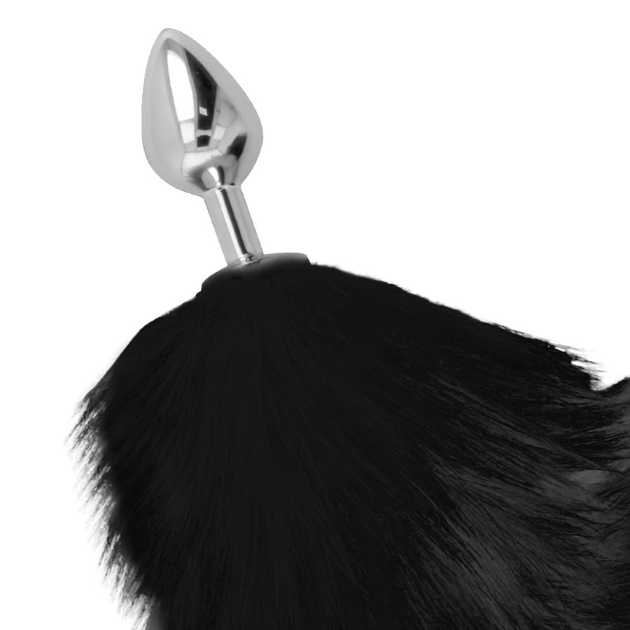 Plug anal avec queue en fourrure noire